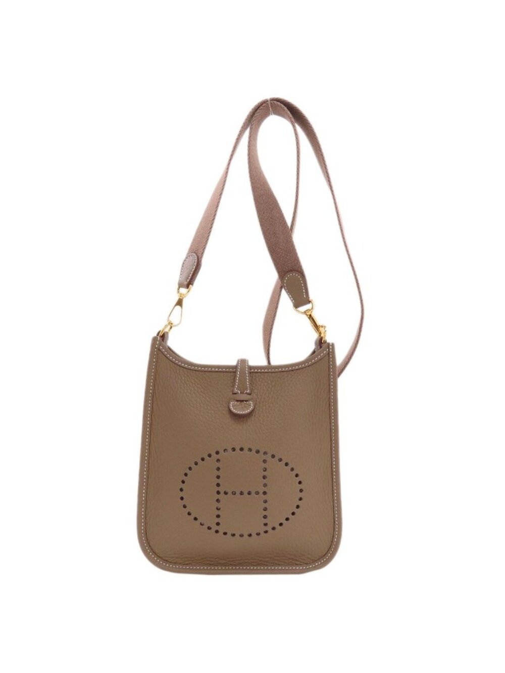 Hermes Evelyne TPM Etaupe Gold Shoulder Bag Taurillon